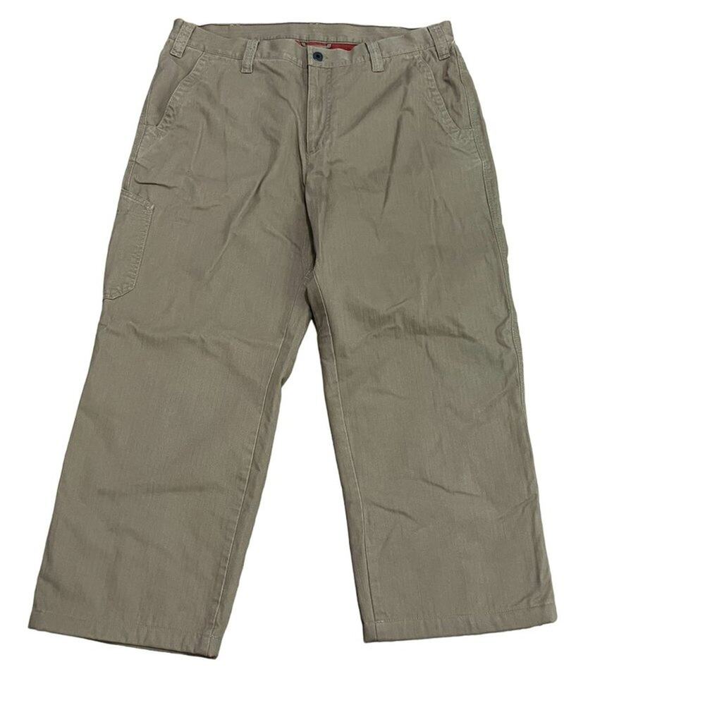 LL Bean Flannel Lined Cargo Outdoor Pants Mens 38 Khaki Beige 505652